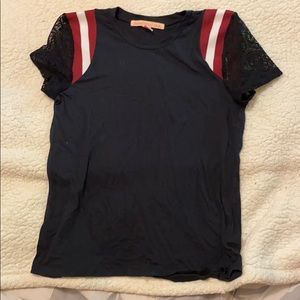 Black tee shirt with lace sleeves